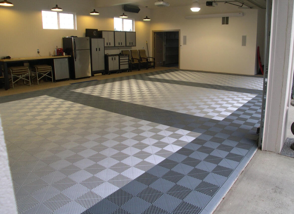 Gray and white Swisstrax garage floor Gray and white Swisstrax garage floor