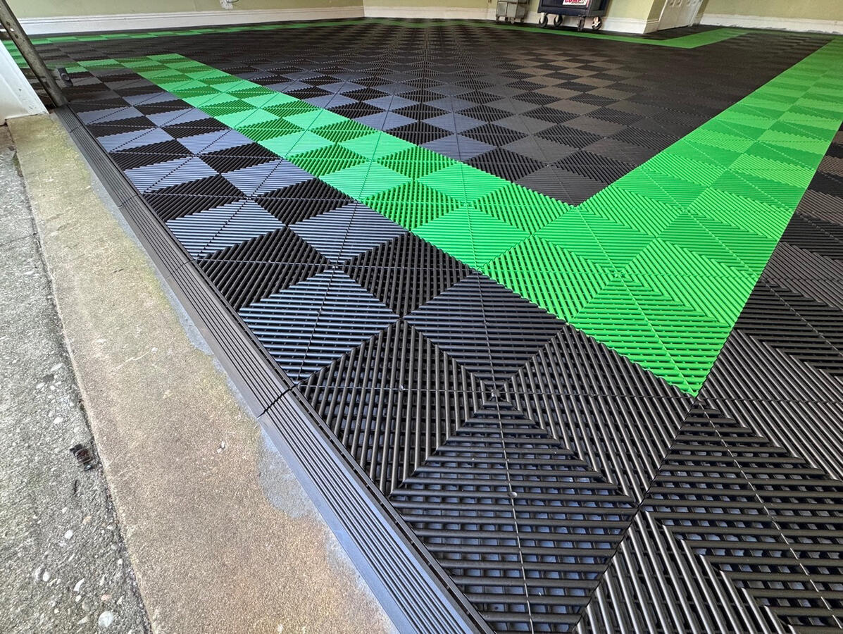 Custom-fitted Swisstrax floor at the garage entrance